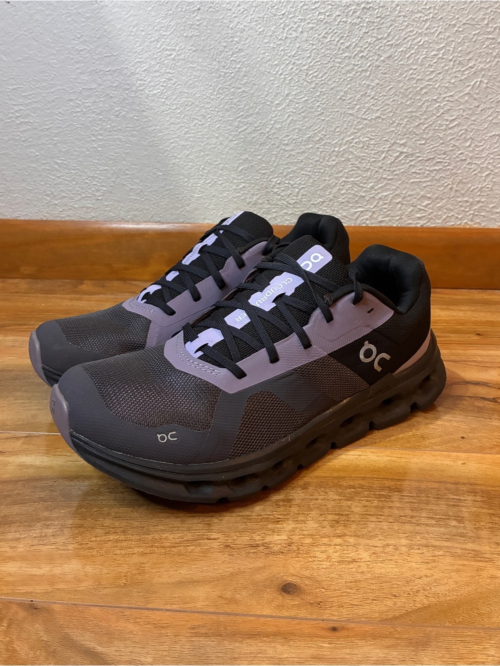 On Cloud Women’s Cloudrunner Athletic Running Shoes, black/purple - size 9